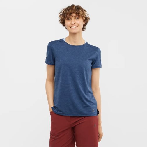 Navy Salomon Outline Summer Short Sleeve Women's T-Shirts | IE MY4026